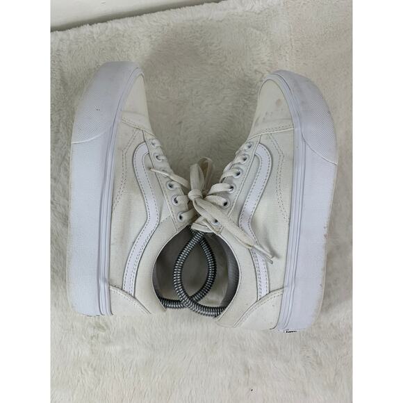 Vans Old Skool white Platform Shoes Women's Size 7 Canvas Sneakers - Picture 5 of 8